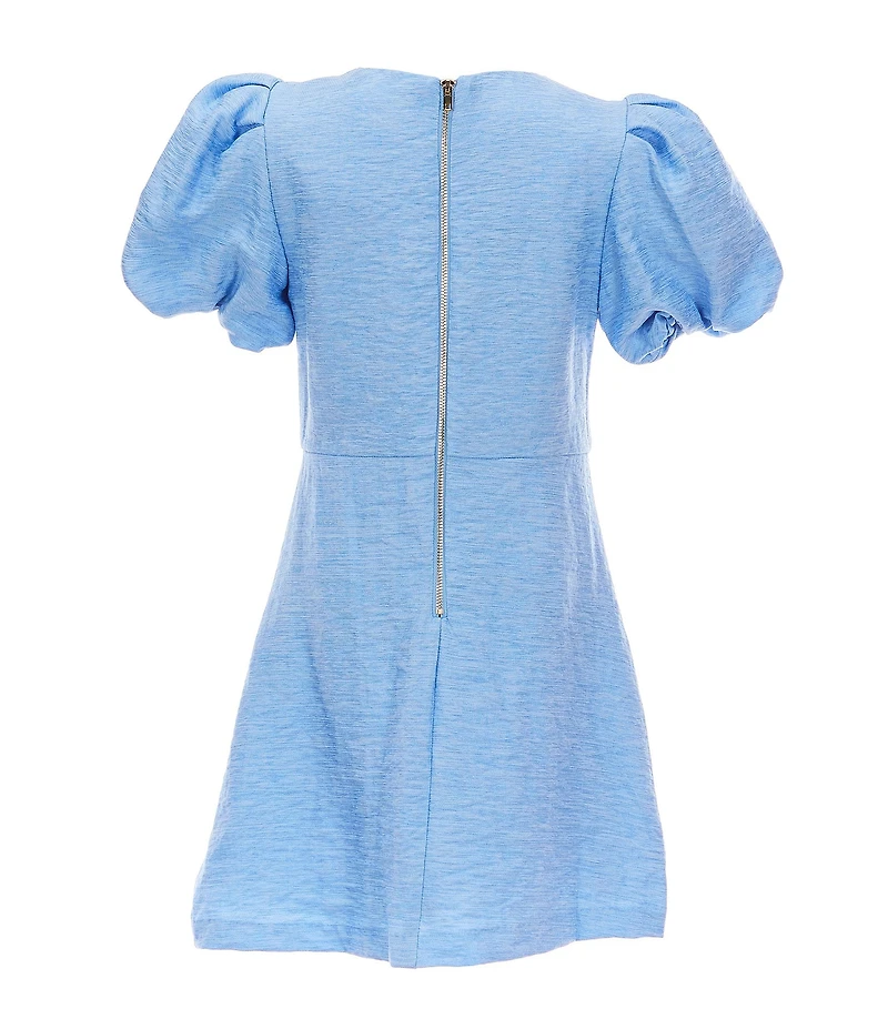GB Social Little Girls Bow Front Bubble Sleeve Dress