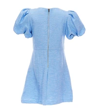 GB Social Little Girls Bow Front Bubble Sleeve Dress