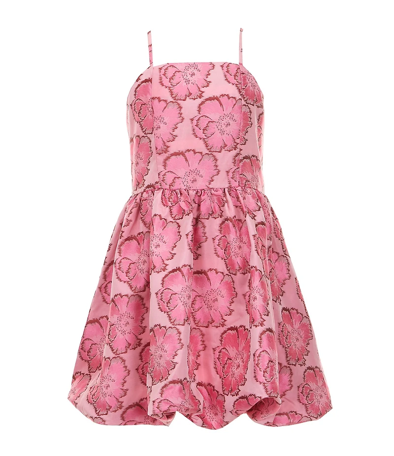GB Social Little Girls Sleeveless Floral Bubble Hem Dress