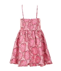 GB Social Little Girls Sleeveless Floral Bubble Hem Dress