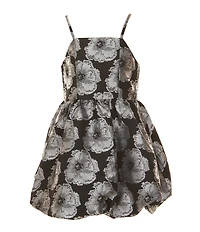 GB Social Little Girls Sleeveless Floral Bubble Hem Dress