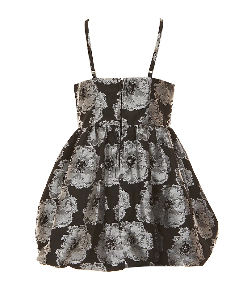 GB Social Little Girls Sleeveless Floral Bubble Hem Dress