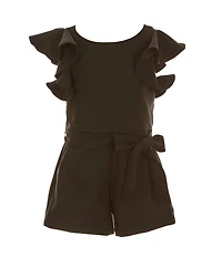 GB Social Little Girls Tiered Ruffle Sleeve Romper