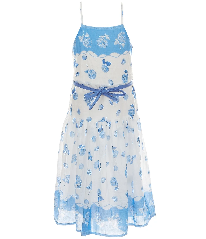 GB Social Little Girls Sleeveless Border Print Maxi Dress
