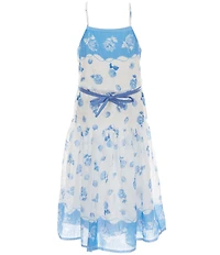 GB Social Little Girls Sleeveless Border Print Maxi Dress