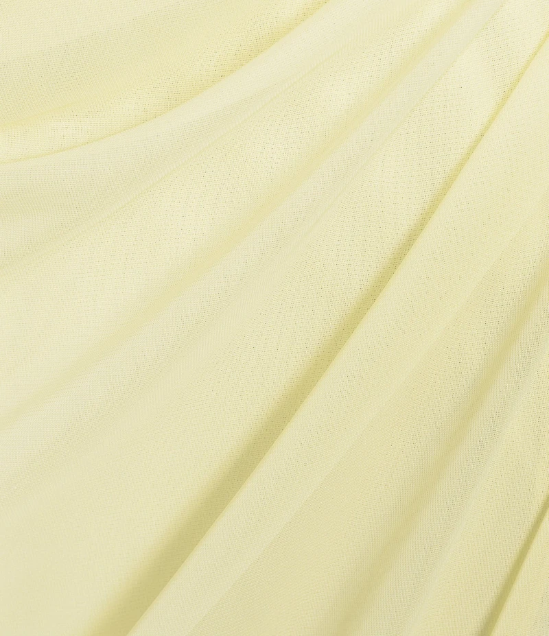 GB Social One Shoulder Sleeveless Mesh Ruched Full Length Prom Dress