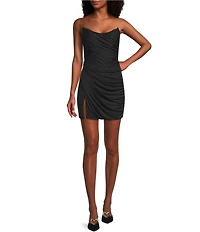 GB Social Ruched Mesh Corset Back Mini Dress