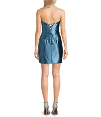 GB Social Satin Strapless Corset Bodice Mini Dress
