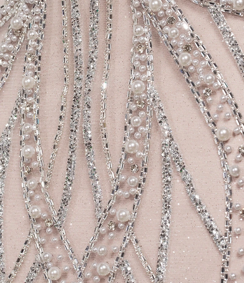 GB Social Strapless Sweetheart Pearl All Over Beading Full Length Dress