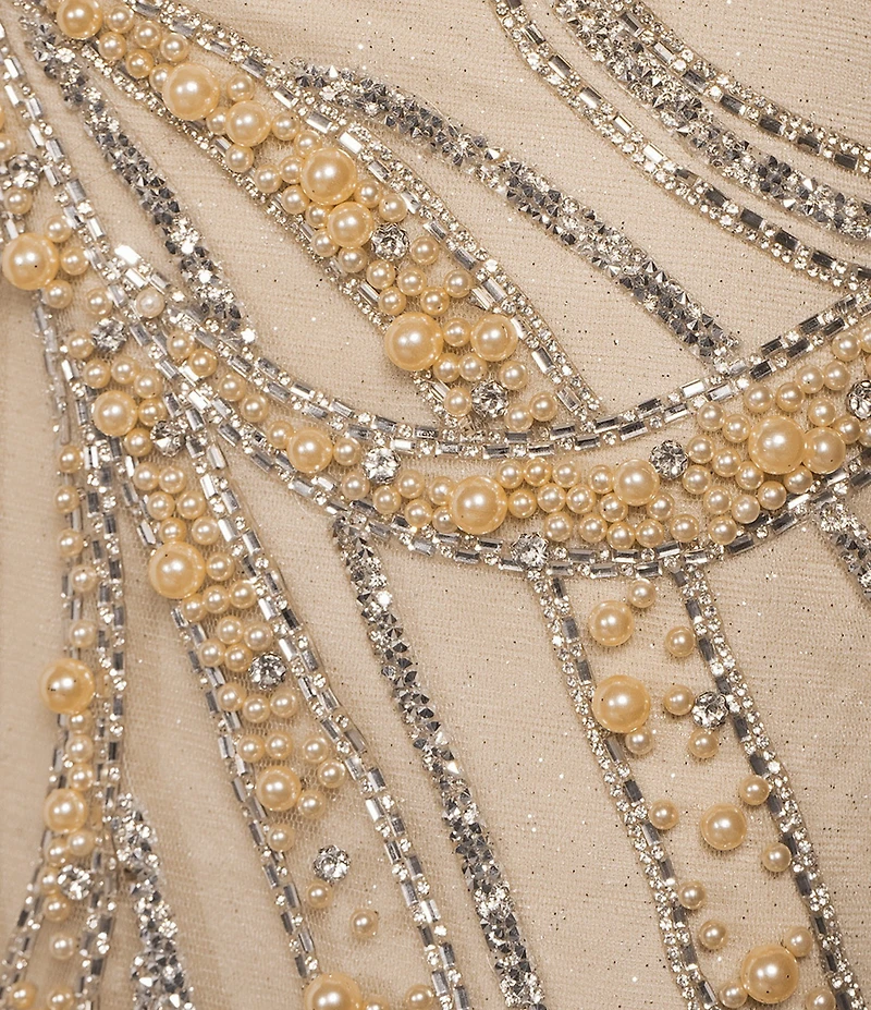 GB Social Strapless Sweetheart Pearl All Over Beading Full Length Dress