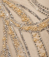 GB Social Strapless Sweetheart Pearl All Over Beading Full Length Dress