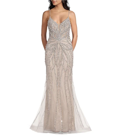 GB Social Strapless Sweetheart Pearl All Over Beading Full Length Dress