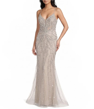 GB Social Strapless Sweetheart Pearl All Over Beading Full Length Dress