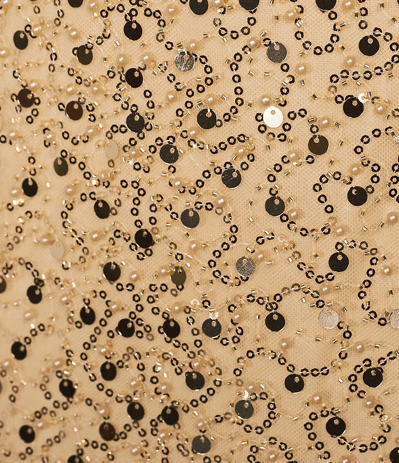 GB Social V-Neck Textured Sequin Dress