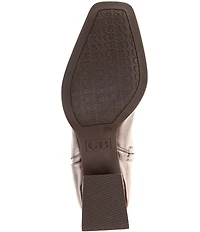 GB Sole-Sister Glossy Leather Square Toe Block Heel Tall Boots