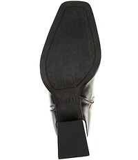 GB Sole-Sister Glossy Leather Square Toe Block Heel Tall Boots