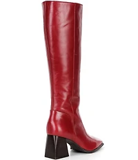 GB Sole-Sister Glossy Leather Square Toe Block Heel Tall Boots