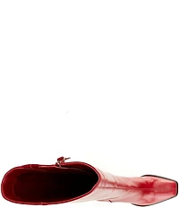 GB Sole-Sister Glossy Leather Square Toe Block Heel Tall Boots