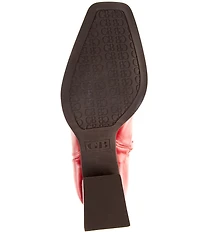 GB Sole-Sister Glossy Leather Square Toe Block Heel Tall Boots