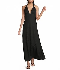 GB Solid Halter Maxi Dress