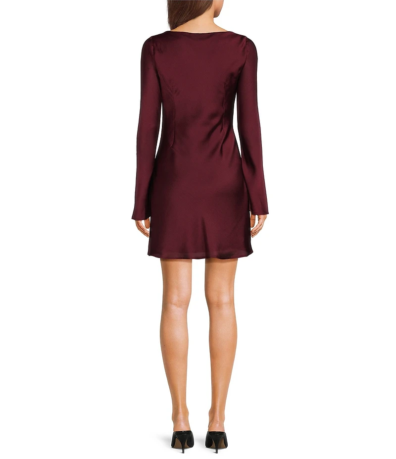 GB Solid Long Sleeve Satin Mini Dress