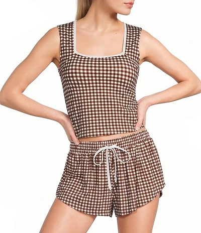 GB Square Neck Gingham Coordinating Tank
