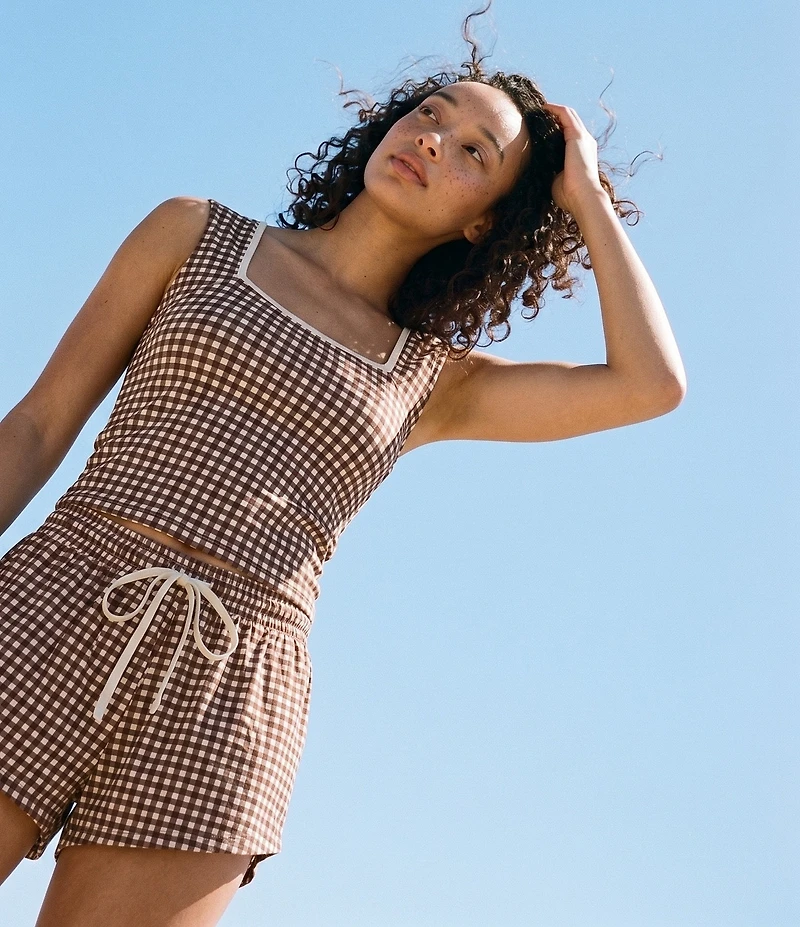 GB Square Neck Gingham Coordinating Tank