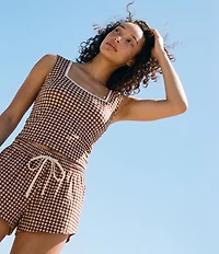 GB Square Neck Gingham Coordinating Tank