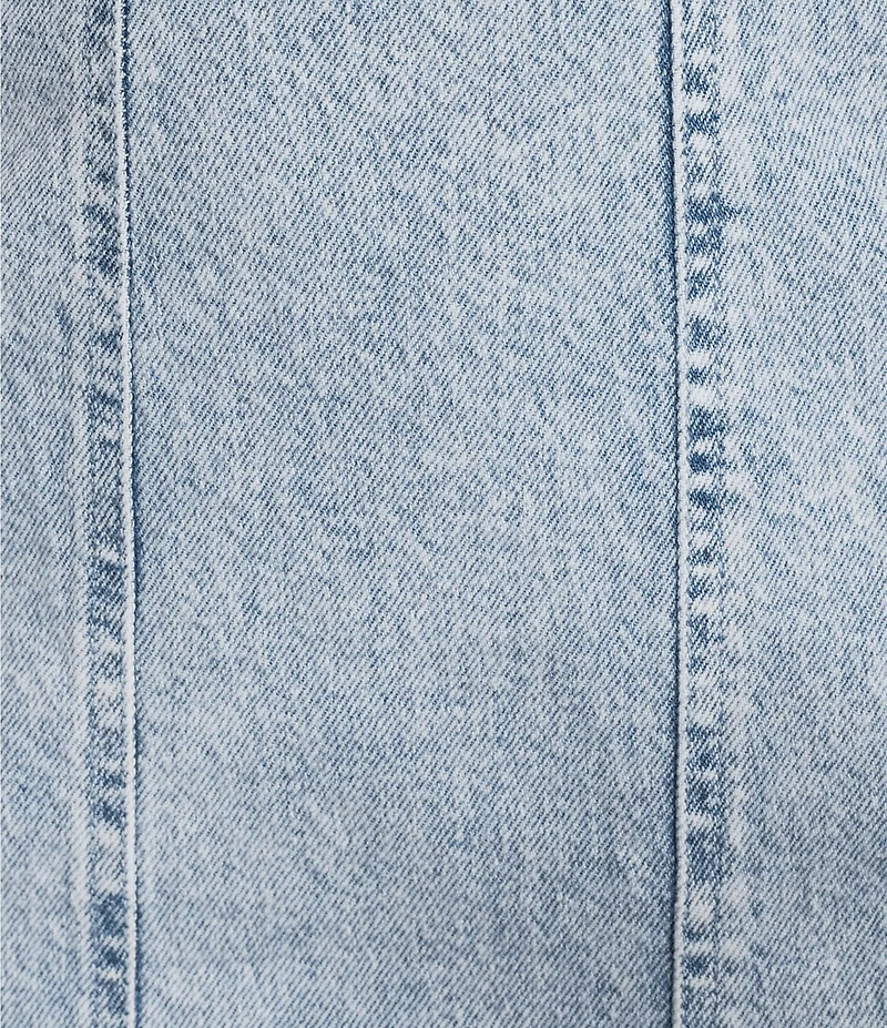 GB Strapless Denim Slit Back Midi Dress