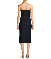 GB Strapless Denim Midi Dress
