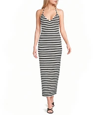 GB Striped Halter Maxi Dress