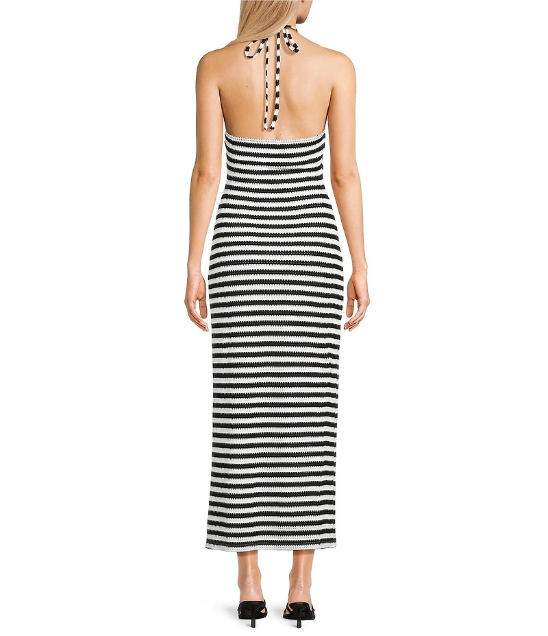 GB Striped Halter Maxi Dress