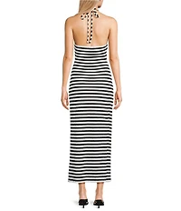 GB Striped Halter Maxi Dress