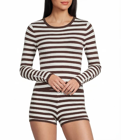 GB Striped Long Sleeve Coordinating Knit Sweater Top