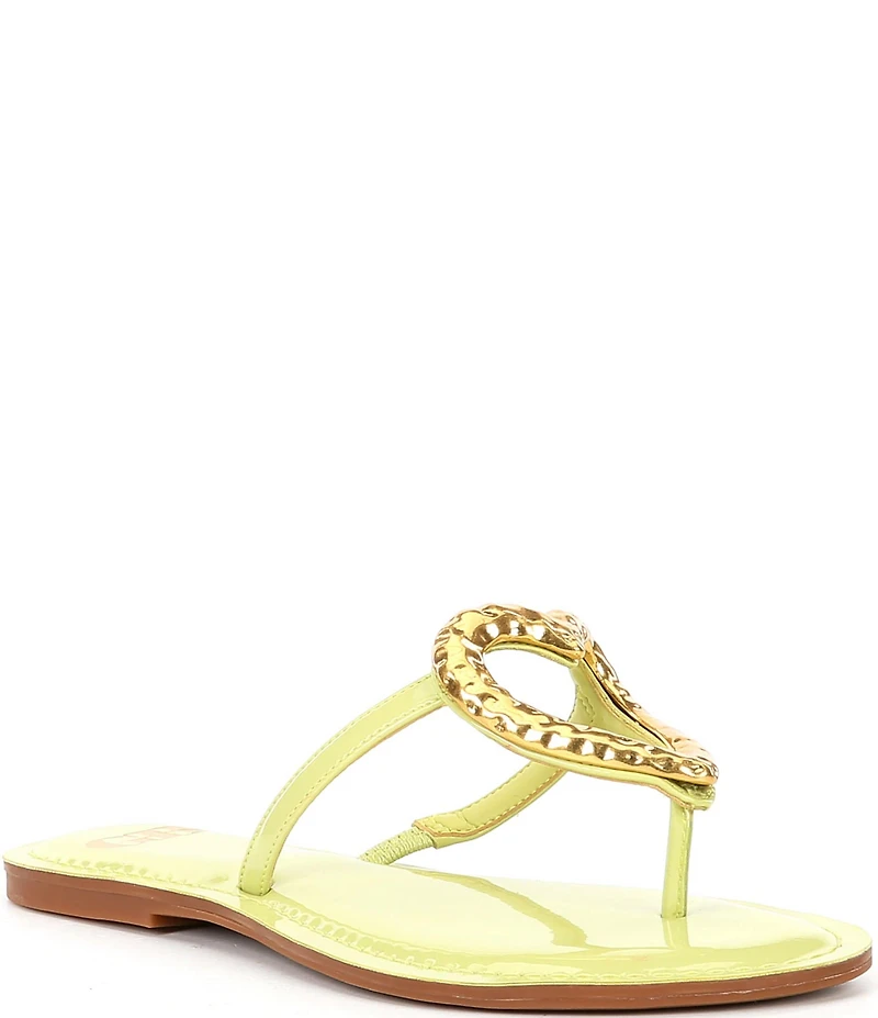 GB Summer-Luv Heart Ornament Patent Thong Sandals