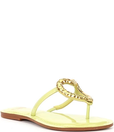 GB Summer-Luv Heart Ornament Patent Thong Sandals