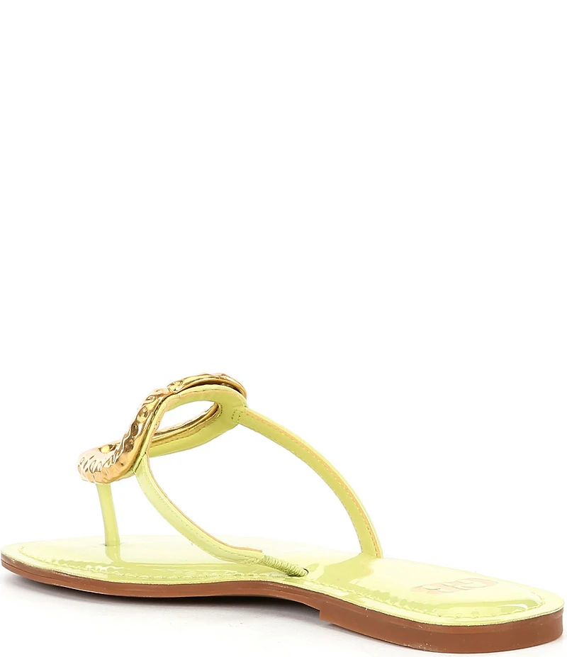 GB Summer-Luv Heart Ornament Patent Thong Sandals