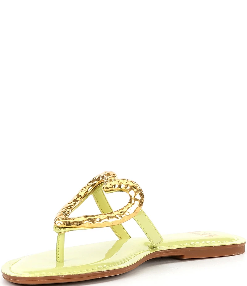 GB Summer-Luv Heart Ornament Patent Thong Sandals