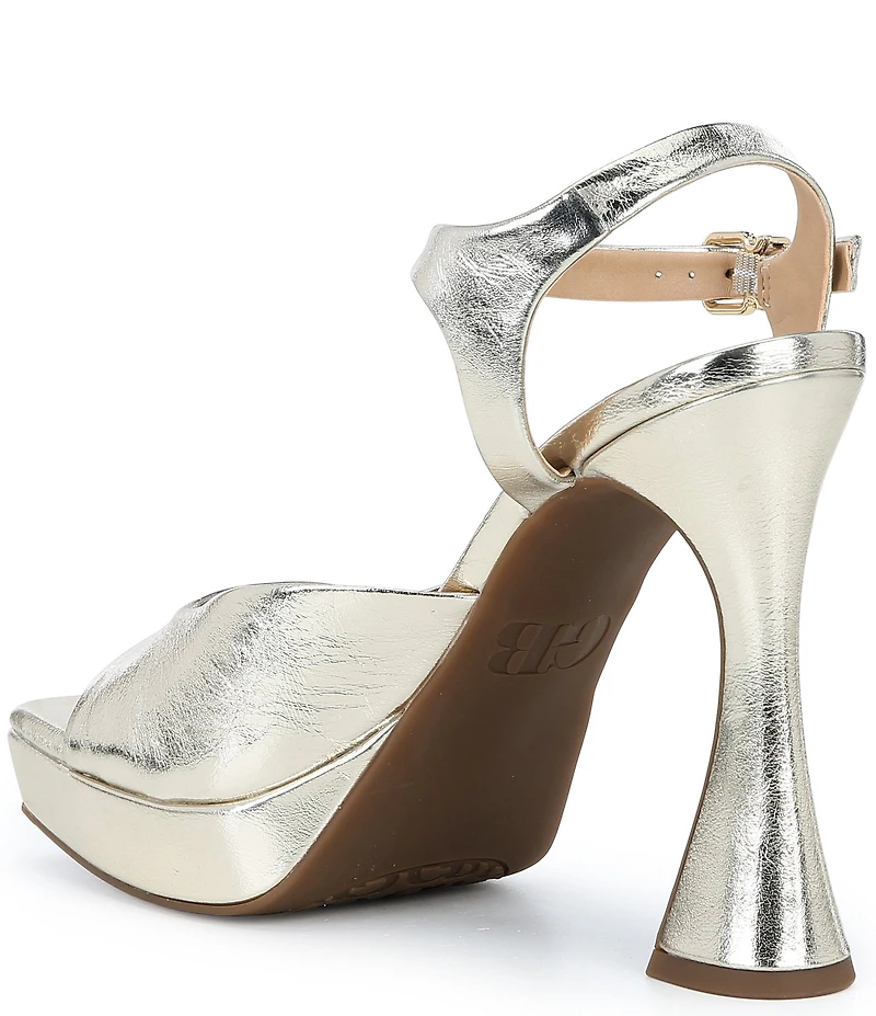 GB Super-Model Metallic Leather Square Toe Platform Dress Sandals