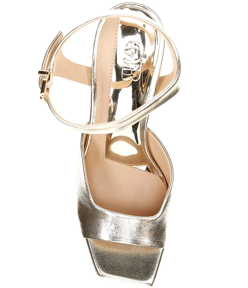 GB Super-Model Metallic Leather Square Toe Platform Dress Sandals