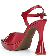 GB Super-Model Patent Square Toe Platform Sandals