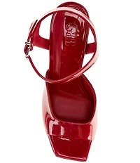 GB Super-Model Patent Square Toe Platform Sandals