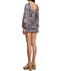 GB Sweetheart Neck Floral Printed Coordinating Blouse