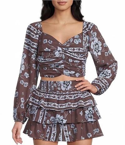 GB Sweetheart Neck Floral Printed Coordinating Blouse