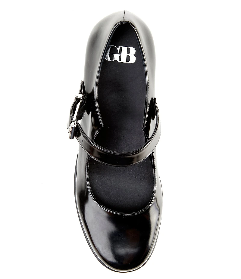GB This-Love Patent Lugged Platform Mary Jane Pumps