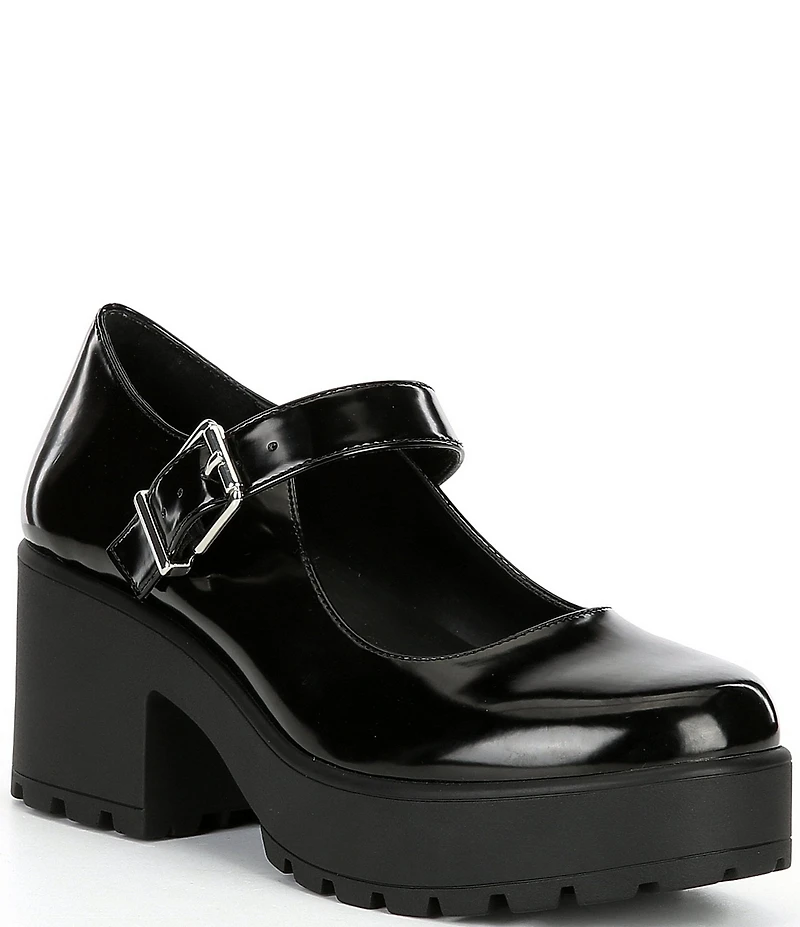 GB This-Love Patent Lugged Platform Mary Jane Pumps