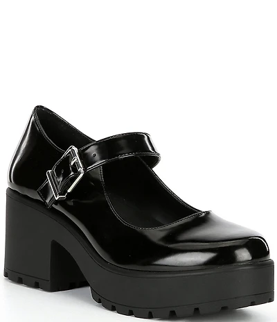 GB This-Love Patent Lugged Platform Mary Jane Pumps