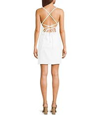 GB Tie Back Denim Mini Dress