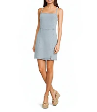 GB Lace-Up Tie Back Denim Mini Dress