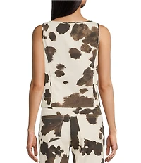 GB Tie Front Cow Print Coordinating Tank Top